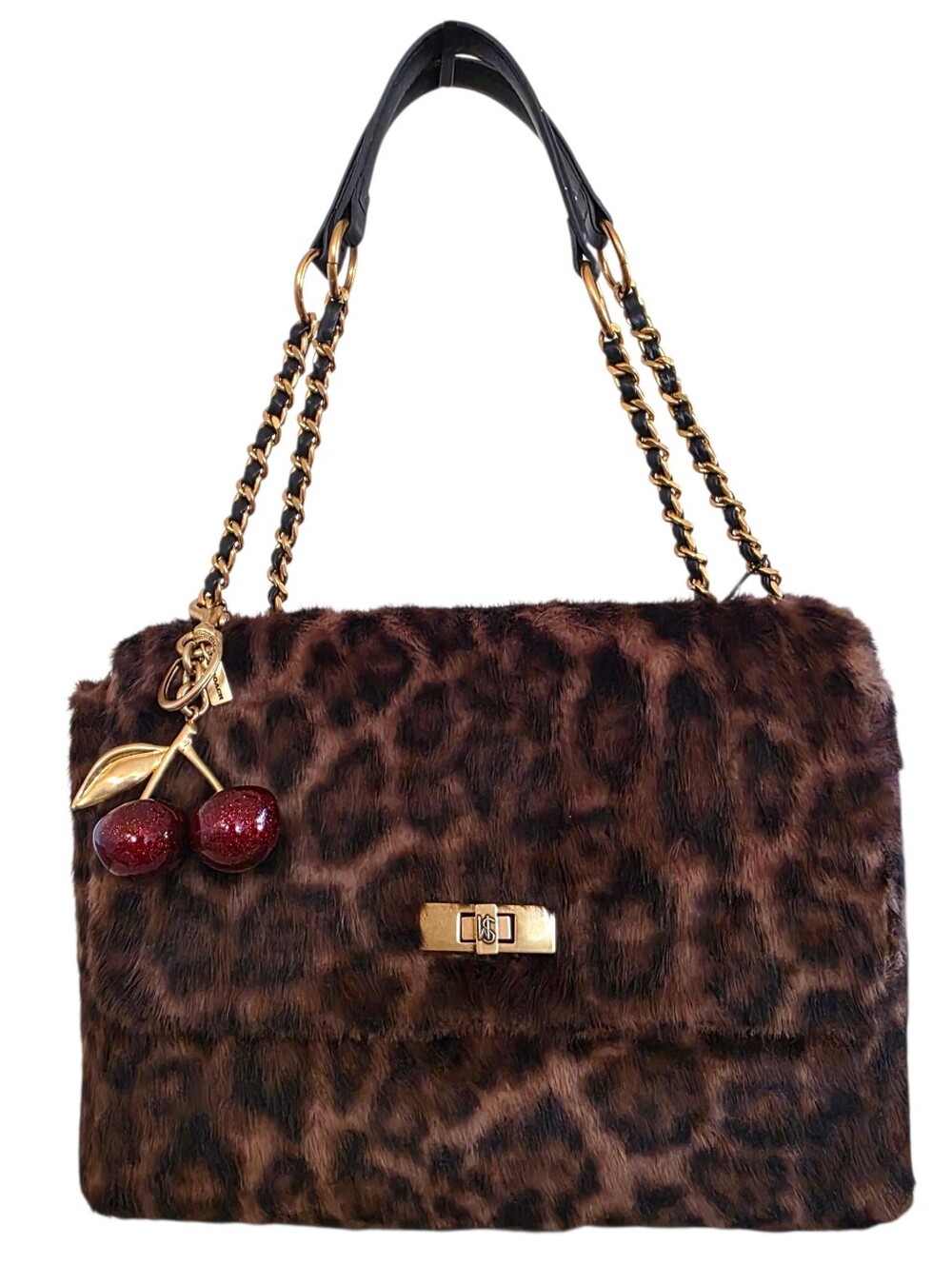 NEW Steve Madden Faux Fur Leopard Cheetah Print Shoulder Handbag Chain Strap NWT